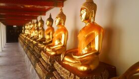 Golden Buddhist Statues inside, Thailand
